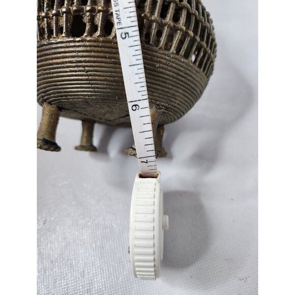 VTG Dhokra Tribal Indian Art Bronze Metal Incense Burner Box Lidded Mid Century - Picture 8 of 8